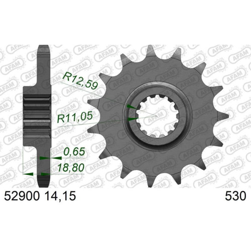 Kit de cadena AFAM 530XHR2 14/40 Super-Reforzado - corona Standard 50900