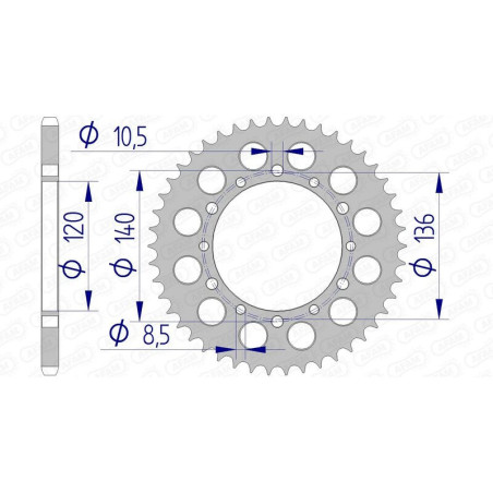 Corona AFAM aluminio 17404 - Paso 520
