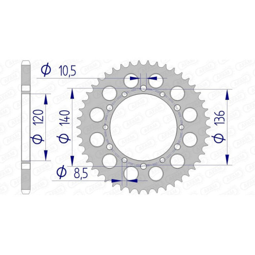 Corona AFAM aluminio 17404 - Paso 520