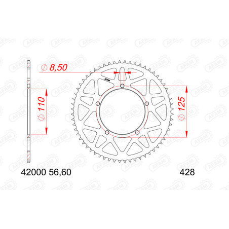 Kit de cadena AFAM A428M 13/60 - Corona aluminio tipo 42000