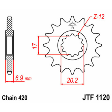 Kit de cadena JT/JT 420HDR 11/51 Standard - Corona standard 1141