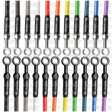 Kit de latiguillos traseros Venhill Azul/Cromo HON6025R4