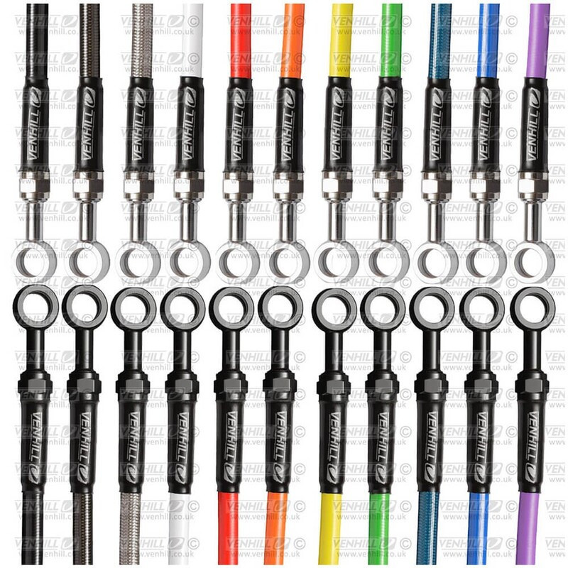 Kit de latiguillos delanteros Venhill Negro/Cromo HON7009F