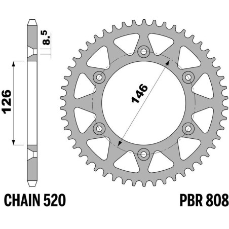 Kit cadena EK/PBR 520MRD7 13/50 - corona estándar