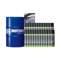 Pack LIQUI MOLY - Aceite de motor HC Sintético 10W-40 (1x Bidón 205L) + Limpia frenos (24x Spray 500ml)