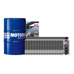 Pack LIQUI MOLY - Aceite de motor HC Sintético 10W-40 (1x Bidón 205L) + Aditivo antifricciones MoS2 (24x Bote 125ml)
