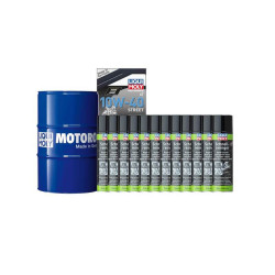 Pack LIQUI MOLY - Aceite de motor HC Sintético 10W-40 (1x Bidón 60L) + Limpia frenos (12x Spray 500ml)