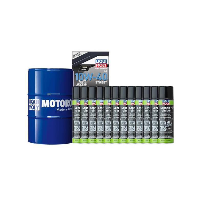 Pack LIQUI MOLY - Aceite de motor HC Sintético 10W-40 (1x Bidón 60L) + Limpia frenos (12x Spray 500ml)