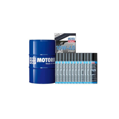 Pack LIQUI MOLY - Aceite de motor HC Sintético 10W-40 (1x Bidón 60L) + Lubricante de silicona (12x Spray 300ml)