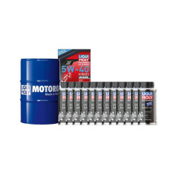 Pack LIQUI MOLY - Aceite de motor Sintético 5W-40 (1x Bidón 60L) + Aditivo antifricciones MoS2 (12x Bote 125ml)