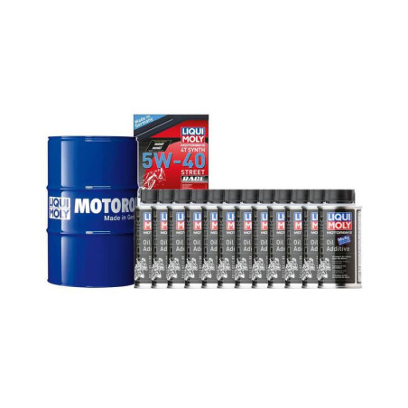 Pack LIQUI MOLY - Aceite de motor Sintético 5W-40 (1x Bidón 60L) + Aditivo antifricciones MoS2 (12x Bote 125ml)