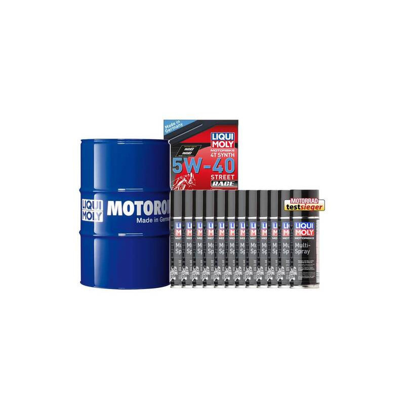 Pack LIQUI MOLY - Aceite de motor Sintético 5W-40 (1x Bidón 60L) + Lubricante multiuso (12x Spray 200ml)