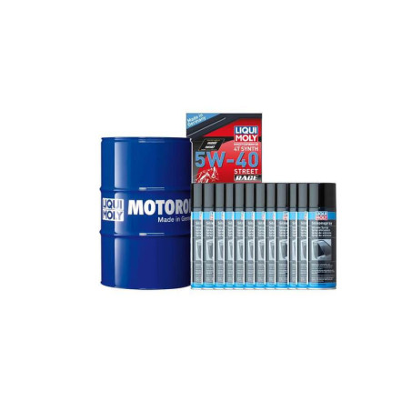 Pack LIQUI MOLY - Aceite de motor Sintético 5W-40 (1x Bidón 60L) + Lubricante de silicona (12x Spray 300ml)
