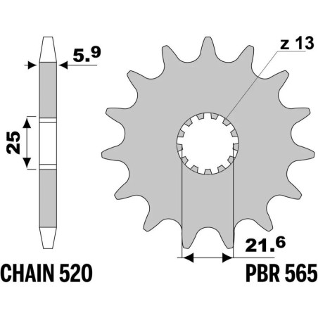 Kit cadena EK/PBR 520MRD7 13/49 - corona estándar