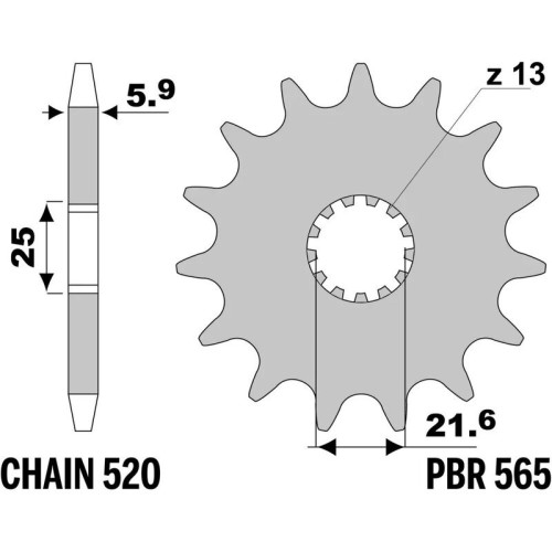 Kit cadena EK/PBR 520M3 14/49 - corona estándar