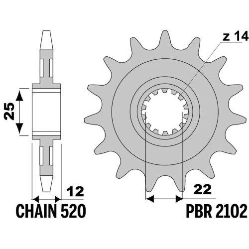 Kit cadena EK/PBR 520SRX2 13/48 - corona estándar
