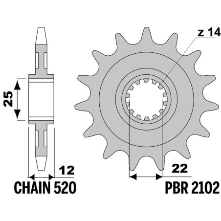Kit cadena EK/PBR 520SRX2 13/48 - corona estándar