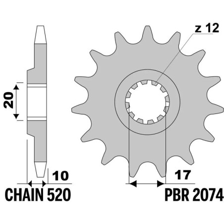 Kit cadena EK/PBR 520SRX2 13/50 - corona estándar