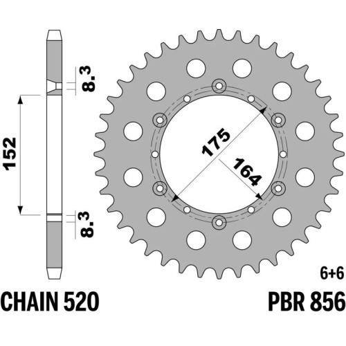 Kit cadena EK/PBR 520SRX2 14/41 - corona estándar