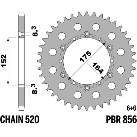 Kit cadena EK/PBR 520SRX2 14/41 - corona estándar
