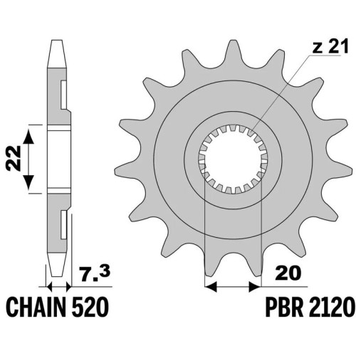 Kit cadena EK/PBR 520SRX2 14/53 - corona estándar