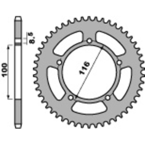 Kit cadena EK/PBR 420SH 13/44 - corona estándar