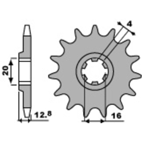 Kit cadena EK/PBR 520SRX2 13/52 - corona estándar