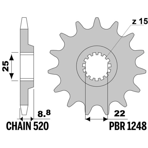Kit cadena EK/PBR 520MRD7 14/48 - corona ultraligera