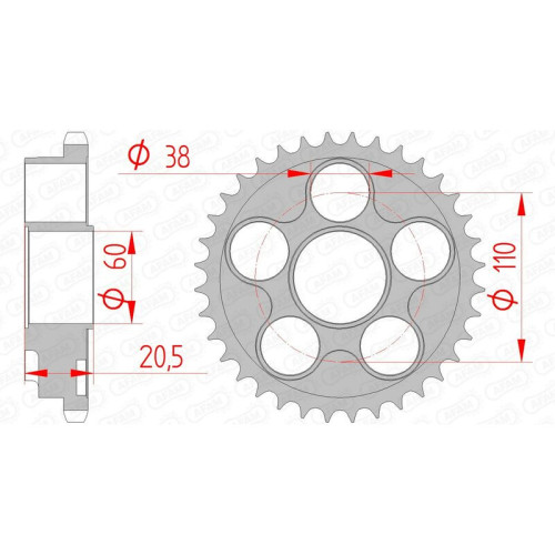 Corona AFAM acero estándar 50605 - Paso 525