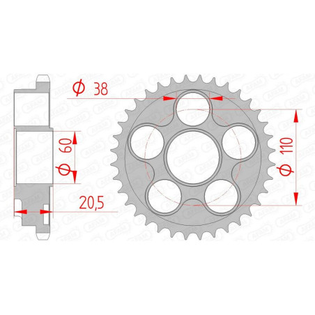 Corona AFAM acero estándar 50605 - Paso 525
