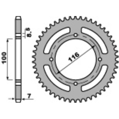 Kit cadena EK/PBR 428SHDR 14/50 - corona estándar