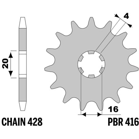 Kit cadena EK/PBR 428SHDR 14/50 - corona estándar