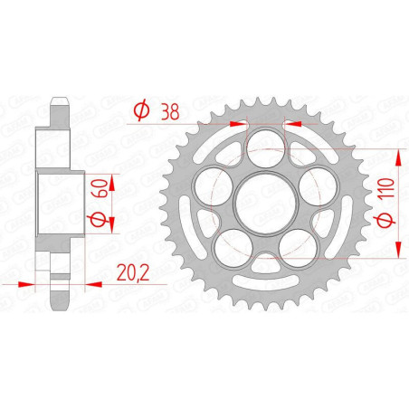 Corona AFAM acero estándar 50800 - Paso 525