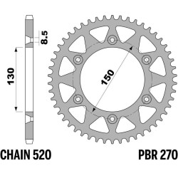 Kit cadena EK/PBR 520MRD7 13/50 - corona estándar 2