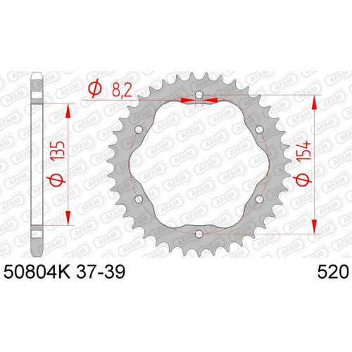Corona AFAM acero estándar 50804K - Paso 520 - Requiere portacoronas AFAM