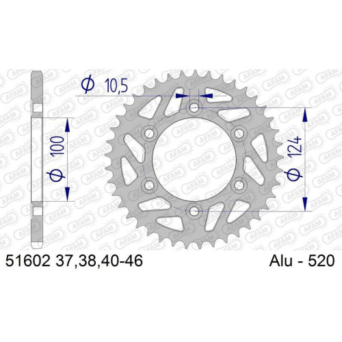 Corona AFAM aluminio 51602 - Paso 520