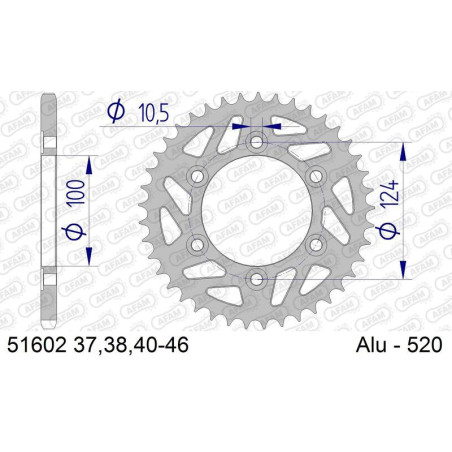 Corona AFAM aluminio 51602 - Paso 520