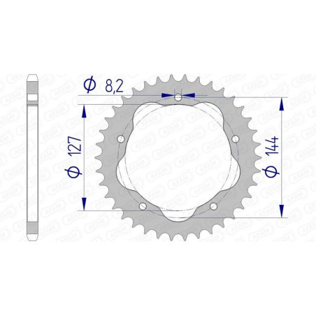 Corona AFAM aluminio 51607 - Paso 520 - Requiere portacoronas AFAM