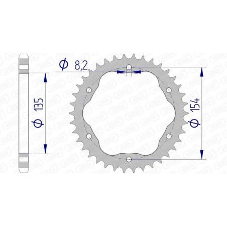 Corona AFAM aluminio 51803 - Paso 525 - Requiere portacoronas AFAM
