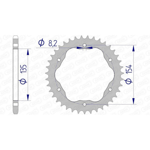 Corona AFAM aluminio 51804 - Paso 520 - Requiere portacoronas AFAM