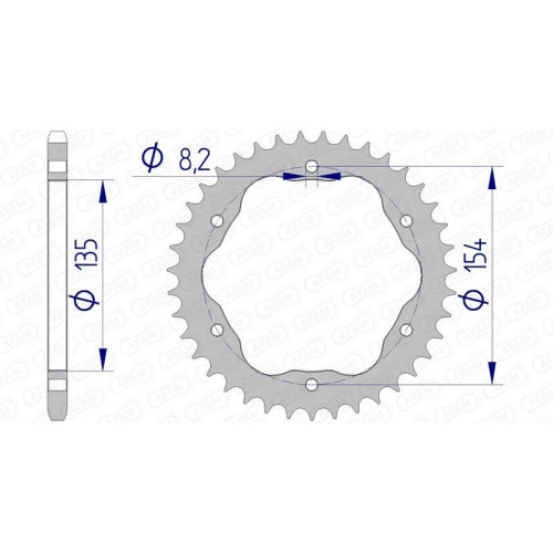 Corona AFAM aluminio 51804 - Paso 520 - Requiere portacoronas AFAM