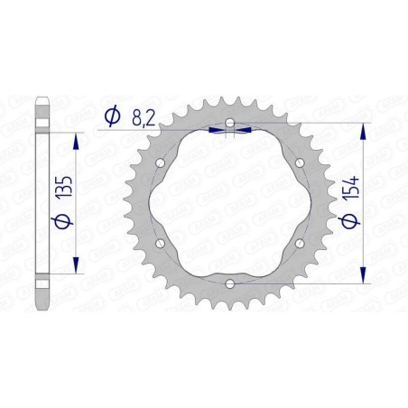 Corona AFAM aluminio 51804 - Paso 520 - Requiere portacoronas AFAM