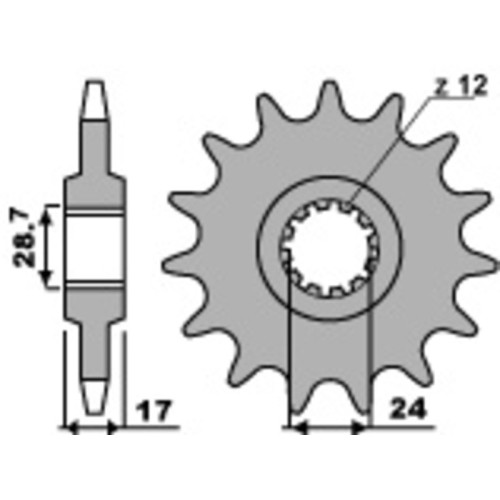 Kit cadena EK/PBR 525SRX2 15/43 - corona estándar