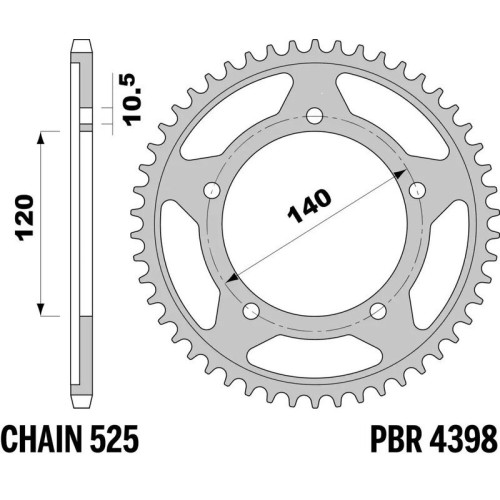 Kit cadena EK/PBR 525SRX2 15/47 - corona estándar