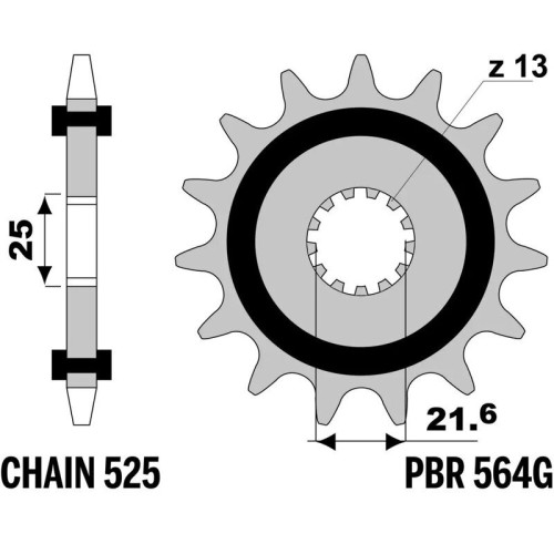 Kit cadena EK/PBR 525SRX2 15/45 - corona estándar