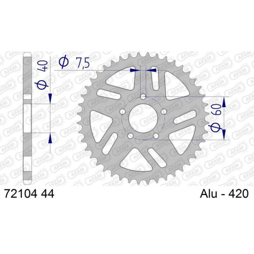 Corona AFAM aluminio 72104 - Paso 420