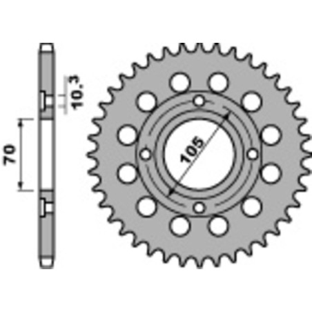 Kit cadena EK/PBR 530SRX2 17/38 - corona estándar