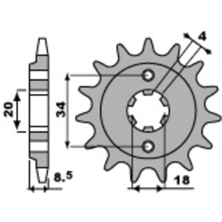 Kit cadena EK/PBR 520SRX2 13/47 - corona estándar