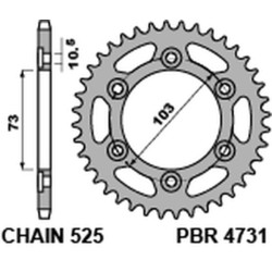 Kit cadena EK/PBR 525SRX2 15/43 - corona estándar 2