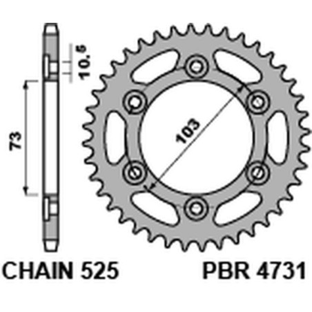Kit cadena EK/PBR 525SRX2 15/43 - corona estándar